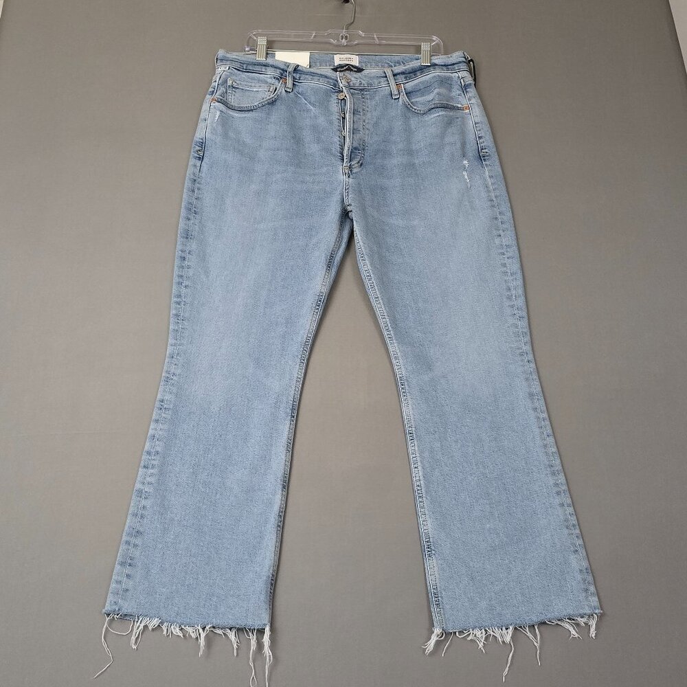 Citizens of Humanity Isola Cropped Straight Jeans 32 Light Wash Raw Hem NWT
